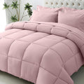 JOLLYVOGUE Full Comforter Set, Ultra-Soft Bed in a Bag Full Size 7 Pieces, Oeko-TEX Certified Bedding Set with Down Alternative Comforter, Sheets, Pillowcases & Shams, Camio Pink