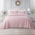 KASENTEX Oversized Queen Quilt Set 102"x106" – Soft Washed 3-Layer Lightweight Bedspread, Minimalist Nordic Design, All-Season Spring & Summer Quilt Set (1 Quilt + 2 Pillow Shams), Blush Pink