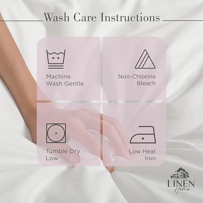Linen Home 100% Cotton Percale Sheets Queen Size,Mauve Lavender, Deep Pocket, 4 Pieces Set - 1 Flat, 1 Deep Pocket Fitted Sheet and 2 Pillowcases, Crisp Cool and Strong Bed Linen
