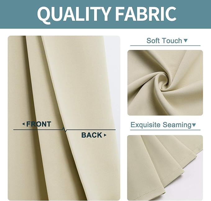 ChrisDowa Room Darkening Curtains 102 Inches Long 2 Panels Set for Living Room, Grommet Thermal Insulated Blackout Curtains for Bedroom (Beige, 52 x 102 Inch)