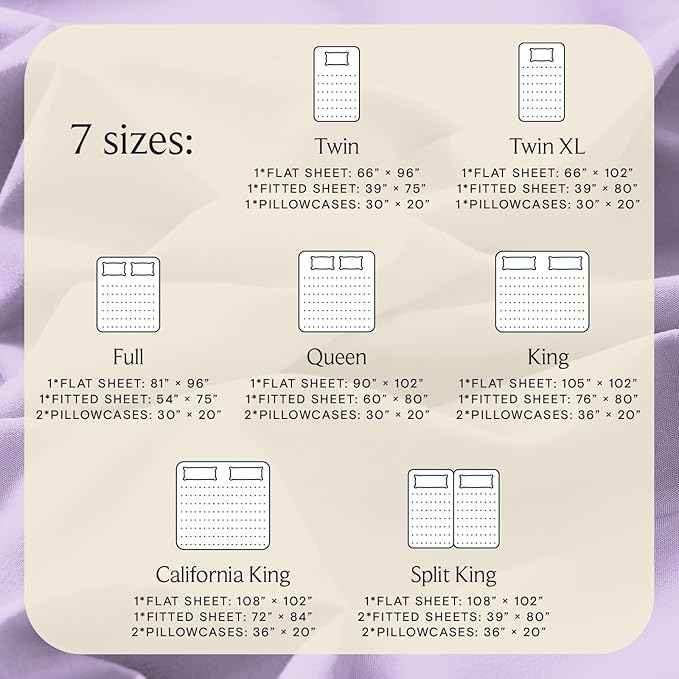 LuxClub 3 PC Twin XL Sheet Set, Deep Pockets Wrinkle Free Cooling Bed Sheets Hotel Bedding for Women, Men, Kids & Teens, Includes 1 Fitted Sheet, 1 Flat Sheet and 1 Pillowcase-Silky Soft Lavender