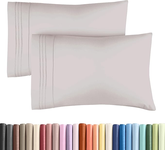 King Pillow Cases Set of 2 - Ultra Soft Hotel Quality Pillowcase Covers - Comfy, Cozy & Wrinkle Free - Shrinkage, Stain & Fade Resistant - Machine Washable Pillow Protectors - 2 Piece Set - Light Grey
