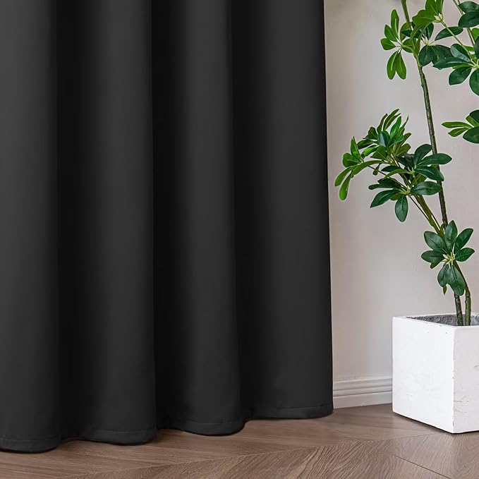 Blackout Curtains 72 Inch Length 2 Panels Set, Dark Grey Curtains Thermal Insulated Room Darkening Drapes for Bedroom, Rod Pocket Light Blocking Drapes Living Room(52W × 72L, Dark Grey)