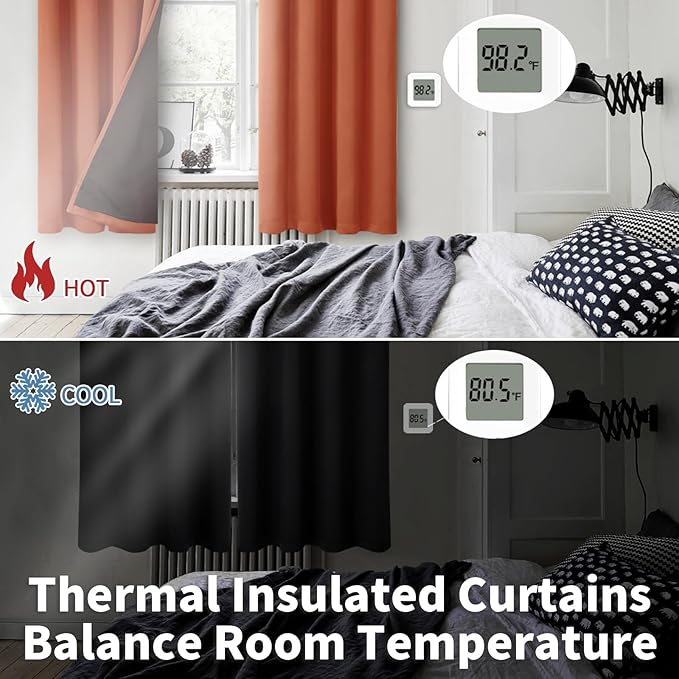 BGment Thermal Insulated 100% Blackout Curtains 84 Inch Length 2 Panels, Total Light Blocking Curtains for Bedroom, Grommet Window Drapes with Thick Black Liner, 52 Inch Wide Each Panel, Terracotta