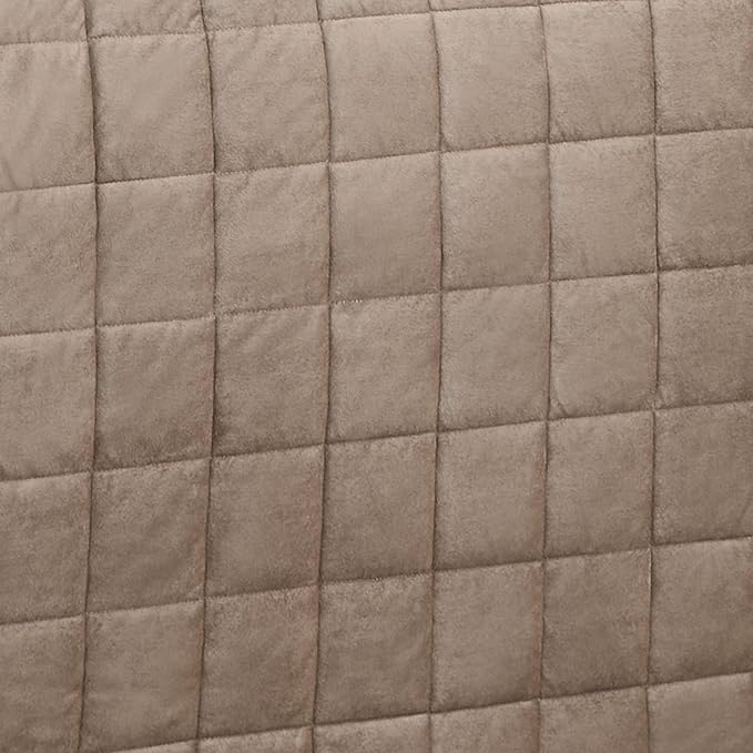 Touch of Class Camden Luxury Bedding | Neutral Sand Color | Grande Fitted Bedspread | Faux Suede Box Quilted Design | Designed 3 Piece Set Includes Full Bedspread and 2 Standard Shams