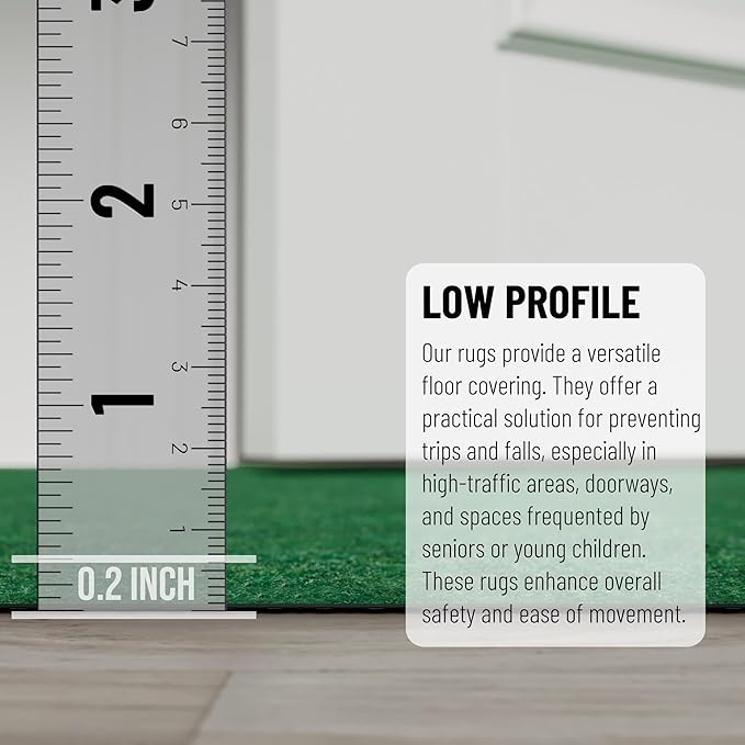 Ottomanson 2' x 54' Hallway Runner with Scraper Pile Extra Durable Non-Slip Rug Mat for Indoor & Outdoor Use - Ideal for Kitchen, Entryway, Patio & Garage - High-Traffic Carpet, Green