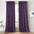 RYB HOME Purple Velvet Curtains 102 inches, Back Tab Soft Fabric Room Darkening Thermal Insulated Luxurious Home Decor Curtains for Living Room Bedroom, W 52" x L 102", 2 Panels Set