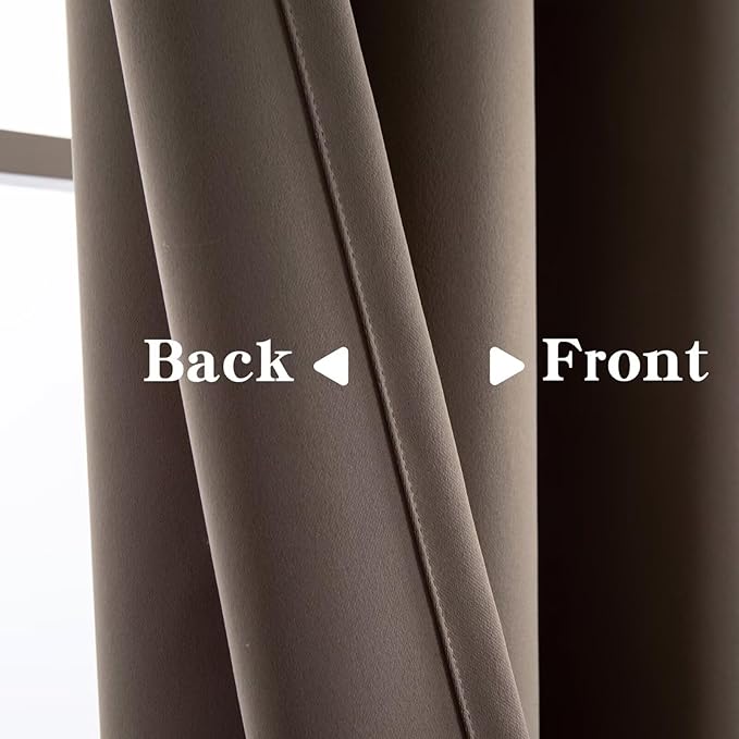Blackout Curtains for Bedroom 1 Panel, Custom Curtains Thermal Insulated Khaki, Rod Pocket Room Darkening Drapes for Living Room Windows Luxury Decor(Custom Size,Khaki)