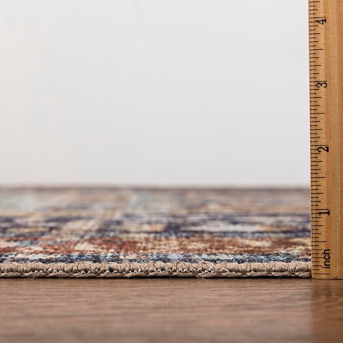 Keen Home Design 10x14 Rug - Machine Washable Area Rug with Non-Slip Backing, Ideal for Living Room, Dining Room, Bedroom - Vintage, Easy Clean, Durable, Low Pile Rug - (9'7" x 14')