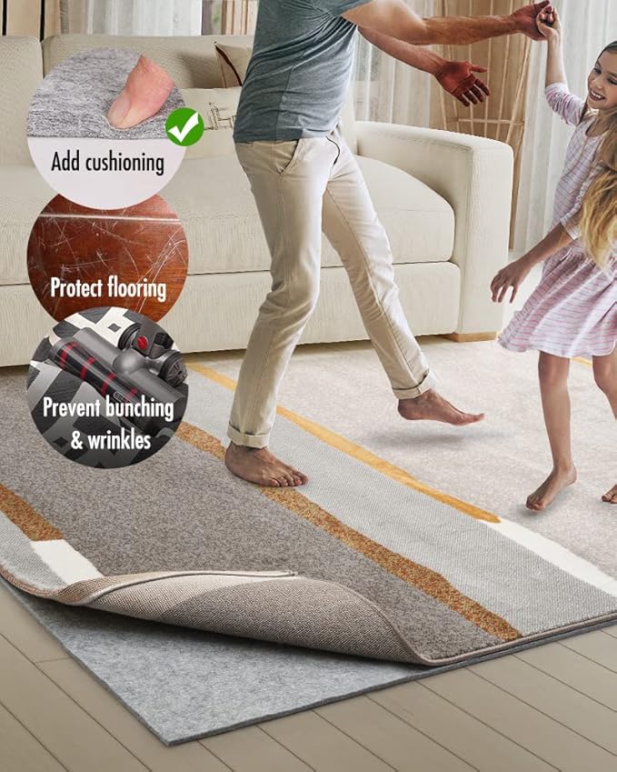 Resare Non Slip Rug Pad Gripper - 8x10 Feet 1/8" Extra Thick Felt Under Rug for Area Rugs and Hardwood Floors,Super Cushioned Non Skid Carpet Padding