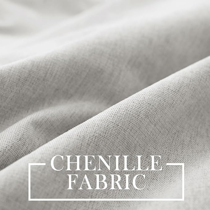 Macochico Extra Wide 100% Blackout Chenille Curtains 100" Wx102 L Thermal Curtains for Sliding Door Room Divider Living Room Bedroom Hotel White Blackout Curtains Grommet with Tieback 1 Panel