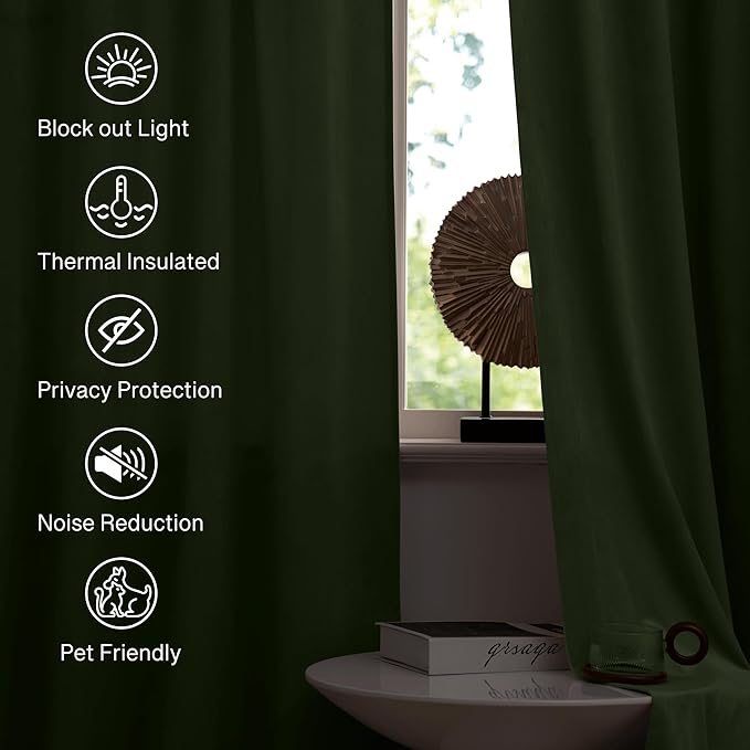 StangH Sage Green Small Window Curtains 63 inches Long, Thick Warming Velvet Curtains Room Darkening Privacy Protect for Bedroom Elegant Decor for Living Room, W52 x L63, 2 Panels Set