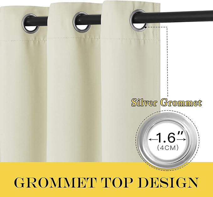 NICETOWN Sliding Door Window Treatment Blackout Patio Door Curtain Panels, Privacy Thermal Drapes for Bedroom Living Room Department with Grommet Top (Beige, W66 x L110)