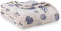Berkshire Blanket-Classic Heavyweight Soft Printed VelvetLoft® Plush Blanket, Full/Queen Size Soft Fuzzy Warm Blanket for Couch Sofa Bed, Classic Shells Navy, 90in x 90in
