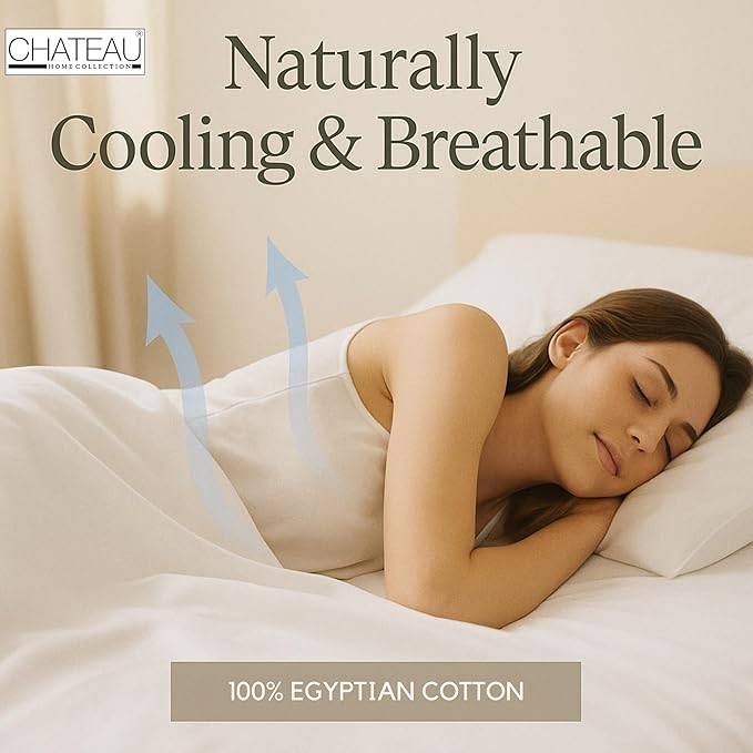 400 Thread Count Queen Size Sheets, 15" Deep Pocket Queen Sheets, Soft Sateen Weave, Naturally Cooling & Breathable Machine Washable 4 Piece Elasticated Sheet & Pillowcase Sets- Light Blue