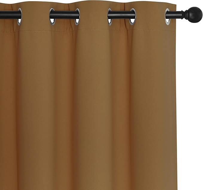 NICETOWN Blackout Curtain Drape 72 inch Long - Grommet Noise Reducing Thermal Insulated Modern Window Treatments for Bedroom Living Room (1 Panel, 52 x 72 Inch, Gold Brown)