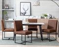 CIMOTA Modern Dining Chairs Set of 4, Leather Dining Room Chairs Upholstered Mid Century Armless Guest Side Chair with Black Base for Dining Room/Kitchen, Vintage Brown 4PCS