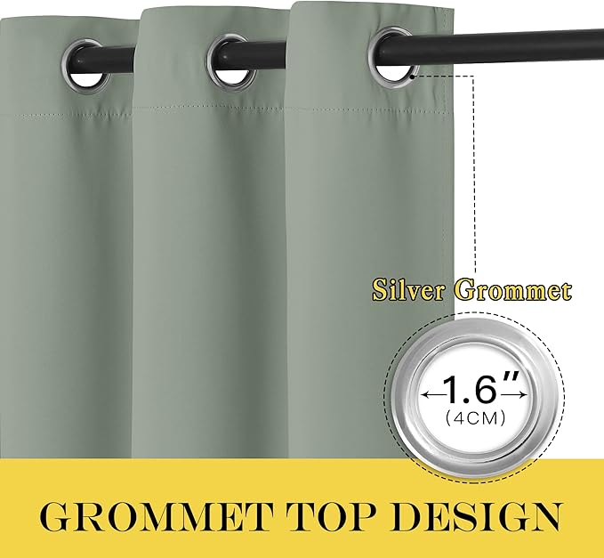 NICETOWN Room Divider Curtain 132 Inches Long, Wide Blackout Sliding Door Curtain for Bedroom, Room Darkening Privacy Window Curtain for Patio Door (1 Panel Set, Sage Green, 80 x 132 Inch)