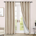 Macochico 100% Blackout Curtains Thermal Insulated Noise Reducing Chenille Curtains for Hotel Auditorium Bedroom Living Room Grommet Taupe Curtains with Tieback Classic 52" Wx84 L 1 Panel