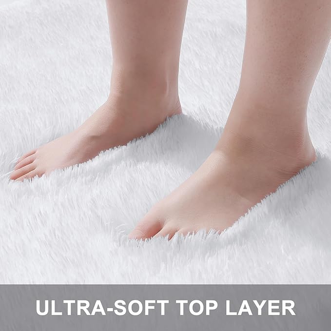 OLANLY 5x7 Machine Washable Large Area Rugs for Living Room, Bedroom, Soft Fluffy Shaggy Bedside Rug, Indoor Floor Carpet for Kids Girls and Boys, Dorms, Nursery, Home Decor Aesthetic, White
