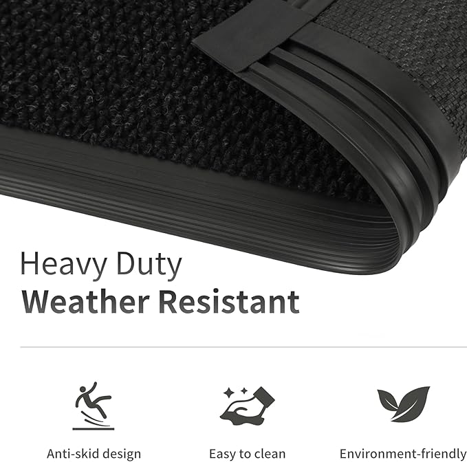3ft x 20ft Front Door Mat Indoor Outdoor Entrance, Commercial Heavy Duty Entryway Matt, Non-Slip Rubber Backing Low Profile Doormat, Waterproof Dirt Trapper Welcome Mat for High Traffic Area