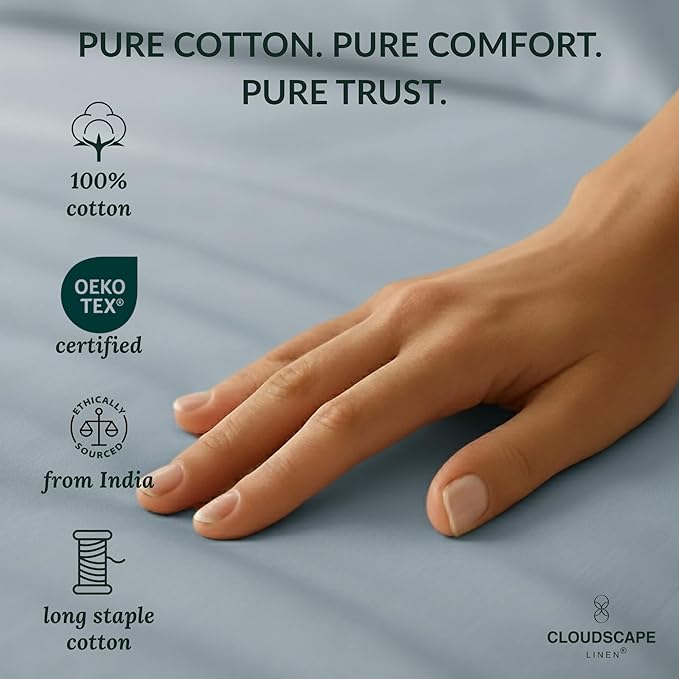 Cloud Scape Linen 100% Egyptian Cotton King Sheets Set – 400 Thread Count, 4-Piece Soft Hotel Quality Bedding Set,Deep Pockets up to 16”, French Blue