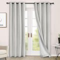 Macochico 100% Blackout Chenille Curtains 96 Inches Long for Hotel Nursery Noise Reducing Thermal Curtains for Bedroom Living Room Grommet White Curtains with Tieback 52" Wx96 L Classic 1 Panel