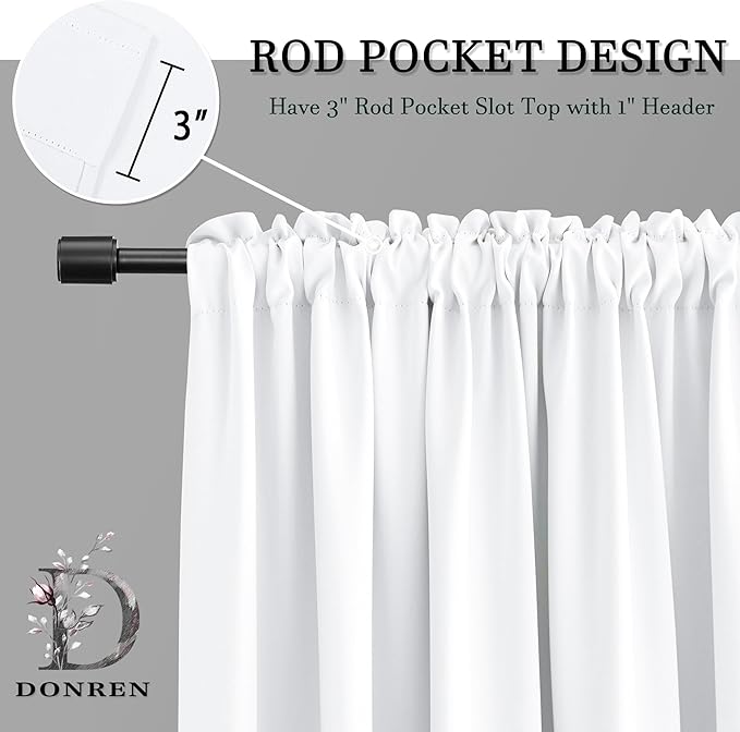 DONREN 2 Panels Pure White Half Blackout Curtains 84 Inches Long - Snowy White Light Blocking Thermal Insulated Livingroom Drapes Elegant Soft Durable Curtains,2 Panels W 42 x L 84 Inch