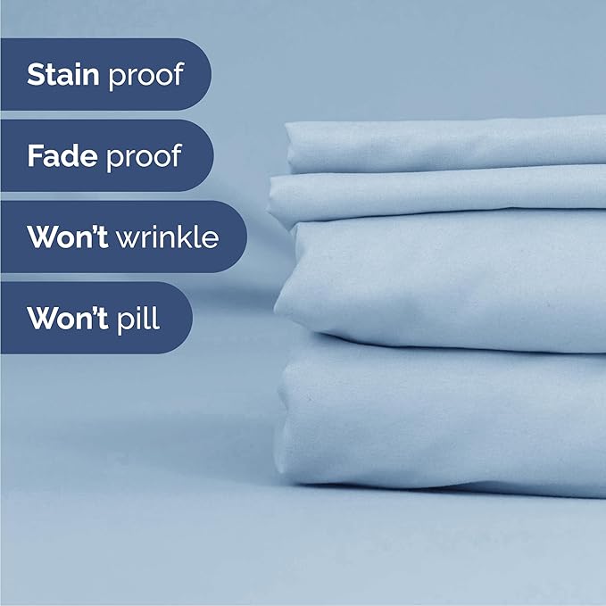 Queen 6 Piece Sheet Set - Cooling, Comfy & Breathable - Hotel Luxury Bedding, Includes Fitted Sheet for Women, Men, Kids & Teens - 1 Flat, 1 Fitted Sheet, 4 Pillowcases with Deep Pockets - Sky Blue