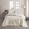 CHIXIN Bedspread Coverlet Set Queen Size - Lightweight Bedding Cover - Ultrasonic Quilting - 5 Piece Reversible Bedspread - Elegant Damask Paisley Pattern (Queen, Ivory)