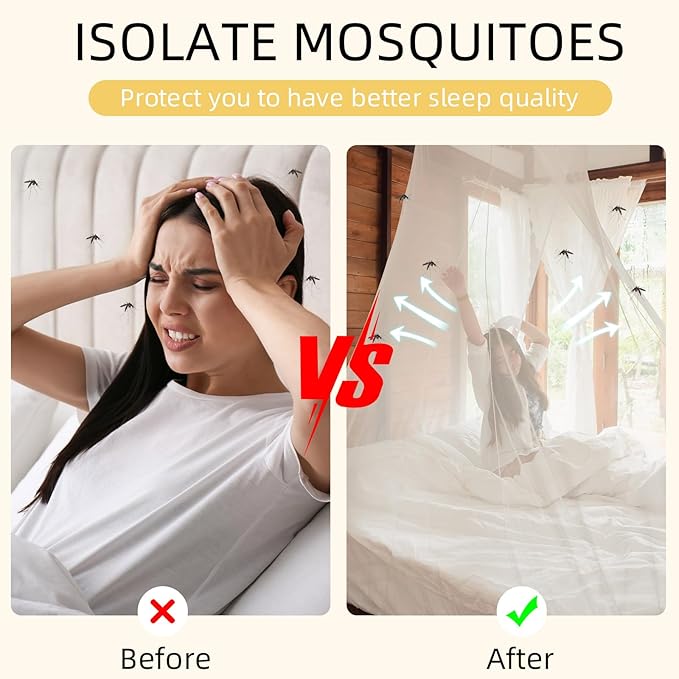 4 Corners Mosquito Net for Mosquiteros para Camas Bed Canopies Netting Bed Drapes Rectangular Mosquito Mesh for Camping Home Outdoor Travel(White,L75 X W71 X H67 Inch,1 Opening)