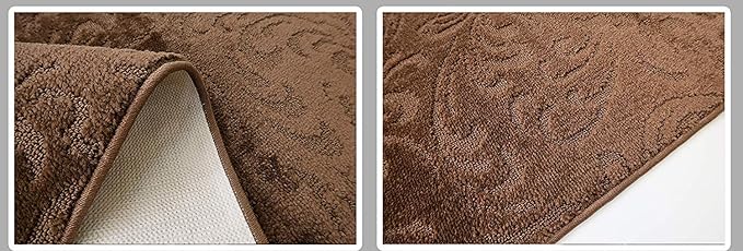 Custom Length Hallway Runner Rug,Slip Resistant,Floral Brown, 26 Inch X 5 feet, Sold and Priced Per Foot
