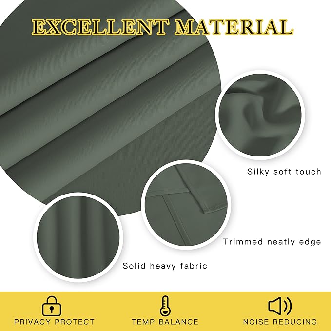 NICETOWN Blackout Drapery Curtain Panel 90 inches Long - Window Treatment Thermal Insulated Grommet Blackout Curtain/Drape for Bedroom Living Room (Dark Mallard, 1 Panel, 46 by 90 inches)