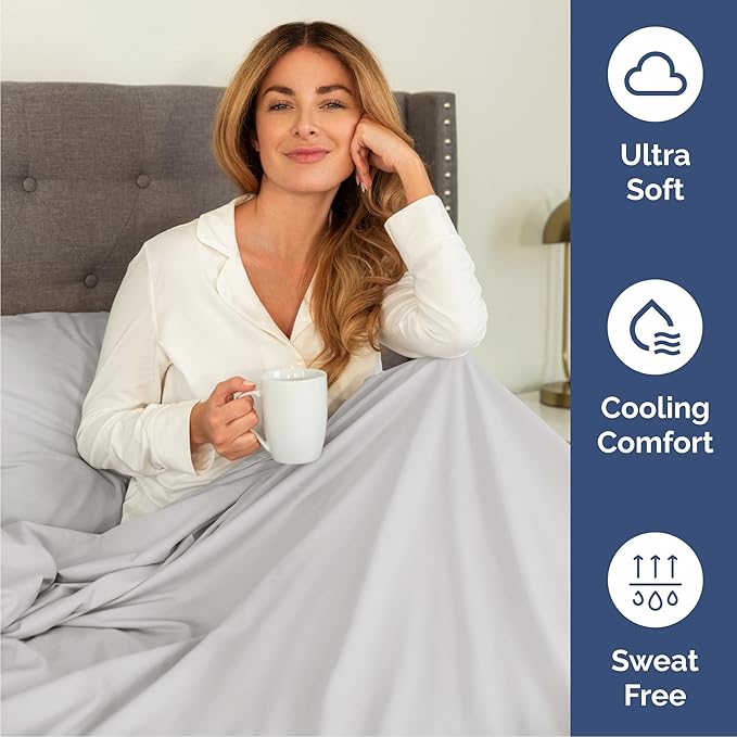 Cal King 6 Piece Sheet Set - Cooling, Comfy & Breathable - Hotel Luxury Bedding Includes Fitted Sheet for Women, Men, Kids & Teens - 1 Flat, 1 Fitted Sheet, 4 Pillowcases w/Deep Pockets - French Grey