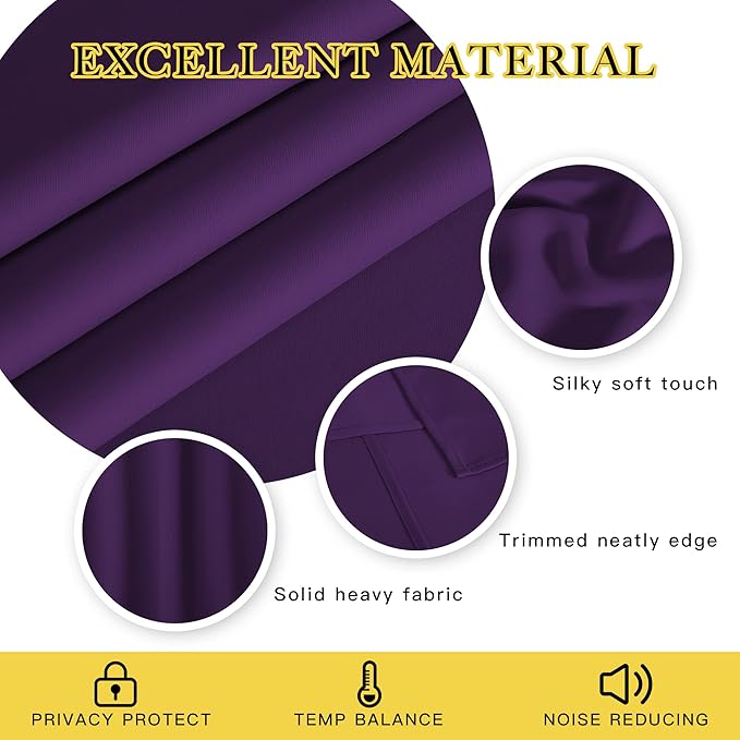 NICETOWN Blackout Short Curtain 63 inches Long for Windows, Thermal Insulated Curtain Grommet Room Darkening Window Treatment for Bedroom/Living Room, 1 Panel, W46 x L63, Royal Purple