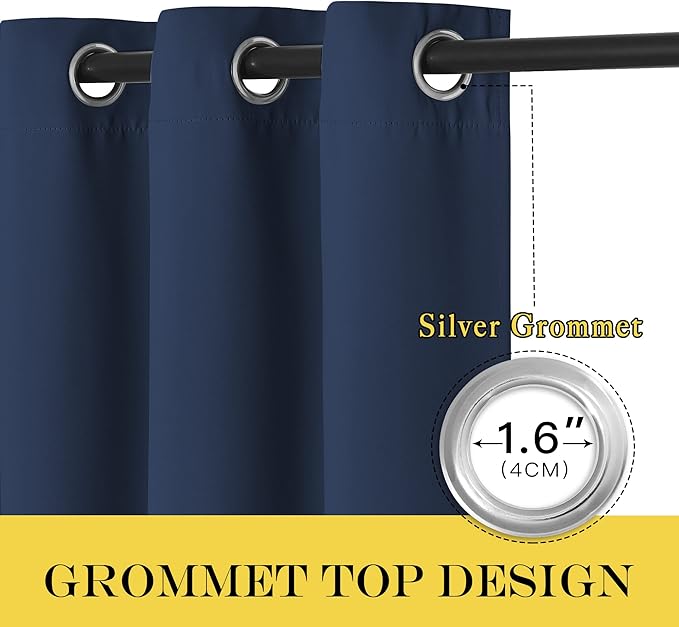NICETOWN Blackout Curtain for Sliding Door - Patio Door Curtains, Thermal Insulated Wide Drapes/Draperies for Bedroom (Navy Blue, 100 by 84-Inch)