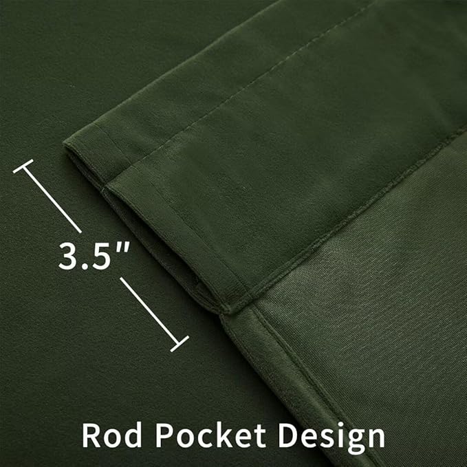 Joydeco Green Velvet Curtains 96 inch Length 2 Panels, Luxury Blackout Rod Pocket Thermal Insulated Window Curtains, Super Soft Room Darkening Drapes for Living Room Bedroom,W52 x L96 inches