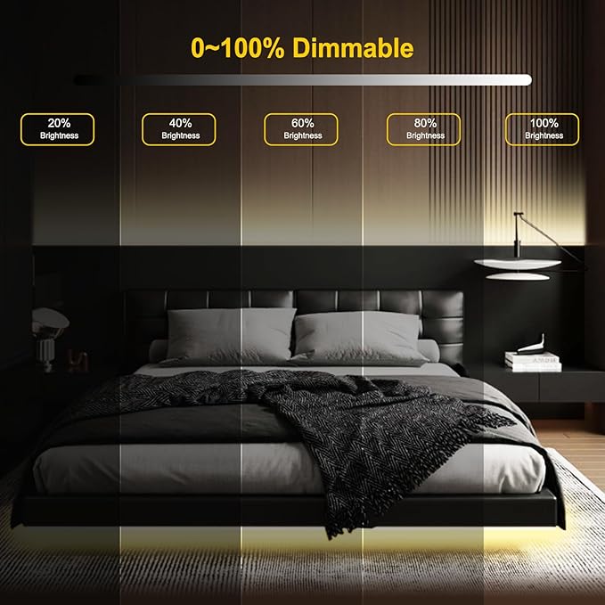 COB LED Strip Light,CCT Dimmable Strips Light,2700K-6500K,32.8ft/10m,8mm Wide,CRI90+ 24V LED Strips Kit with Bluetooth APP Control/Music Mode,for Bedroom,Kitchen,DIY Lighting