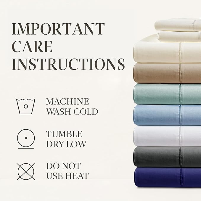 Hyde Lane California King Sheets - 1000 Thread Count Luxury Cotton, Deep Pocket Fitted Sheet Set, Soft & Breathable Sateen Weave, Durable & Elegant Bedding (Natural White)