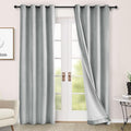 Macochico 100% Blackout Chenille Curtains 96 Inches Long for Hotel Nursery Noise Reducing Thermal Curtains for Bedroom Living Room Grommet Medium Gray Curtains with Tieback 52" Wx96 L Classic 1 Panel