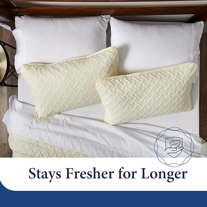 Cosy House Collection Luxury Rayon Derived from Bamboo 3-Piece Quilt Set - Ultra Soft Quilted Coverlet Bedspread - Classic Weave Stitch - Includes Quilt and 2 Pillow Shams (Full/Queen, White)