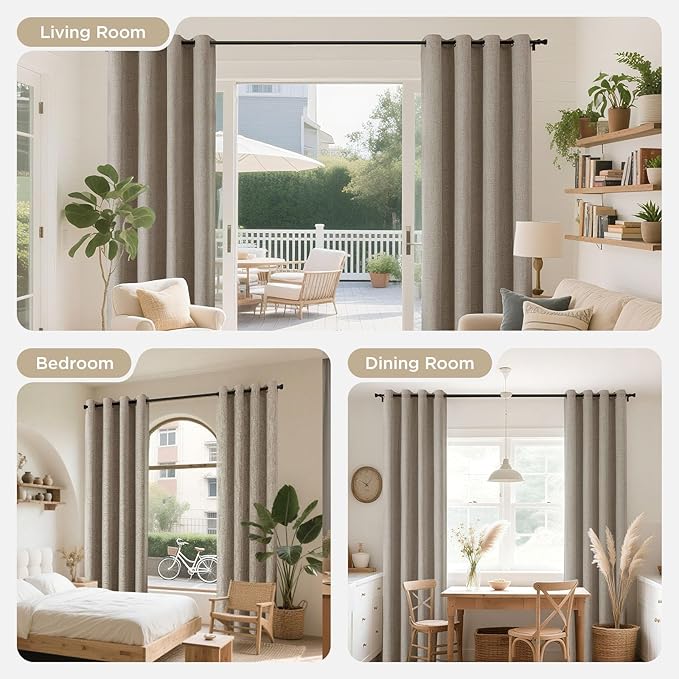 Joydeco Linen Blackout Room Divider Curtains, Extra Wide Sliding Door Drapes Living Room Curtains, 1 Panel 100W x 96L Inch Patio Door Drapes for Room Privacy