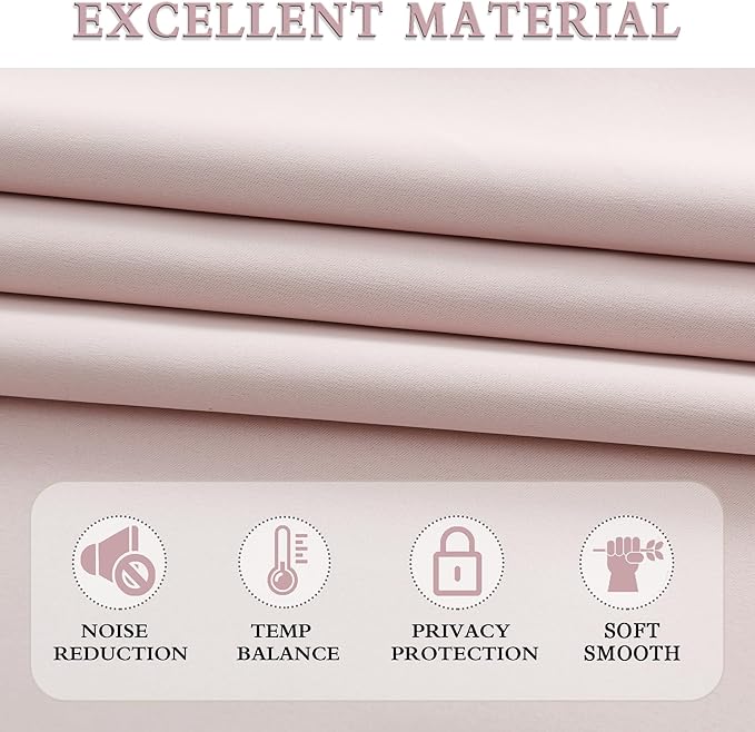 DONREN Blush Pink Curtains 72 Inch Length - 2 Panels Room Darkening Curtain Drapes for Bedroom Girls - Baby Pink Rod Pocket Thermal Insulated for Baby Nursery W 52" x L 72"