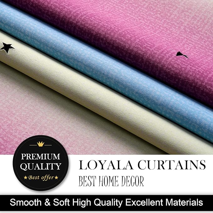 Star Kids Room Curtains - Light Blocking, 63 Inch Length, 2 Panels, 52 X 63 Inches