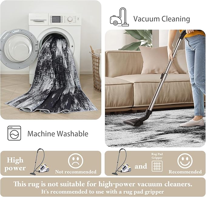 Area Rugs 6x9 Rug for Living Room - Machine Washable Neutral Modern Abstract Soft Rugs for Dining Room Floor Non-Shedding Carpets for Bedroom Farmhouse Home Office