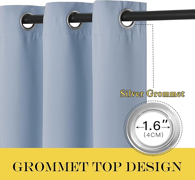 NICETOWN Blackout Patio Curtains 100 x 95 Inches Long for Sliding Door Extral Wide Blackout Curtain Panels Thermal Insulated Room Divider - Grommet Top, 100" W x 95" L, 1 Panel, Vintage Blue