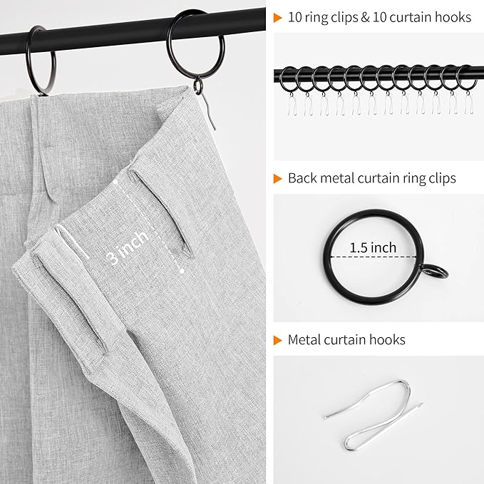 WdFour 24x18 Inch Pinch Pleated Blackout Cafe Curtains - Pack of 2, 100% Light Blocking Back Tab Drapes for Half Windows, Kitchen & Bathroom Short Curtains(Greyish White