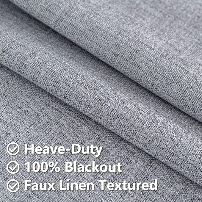 100% Blackout Curtains 72 Inch Length 2 Panels Set, Black Out Curtains for Living Room, Light Grey Thermal Insulated Grommet Drapes Bedroom Luxury Decor Privacy(70W × 72L inch, Light Grey)