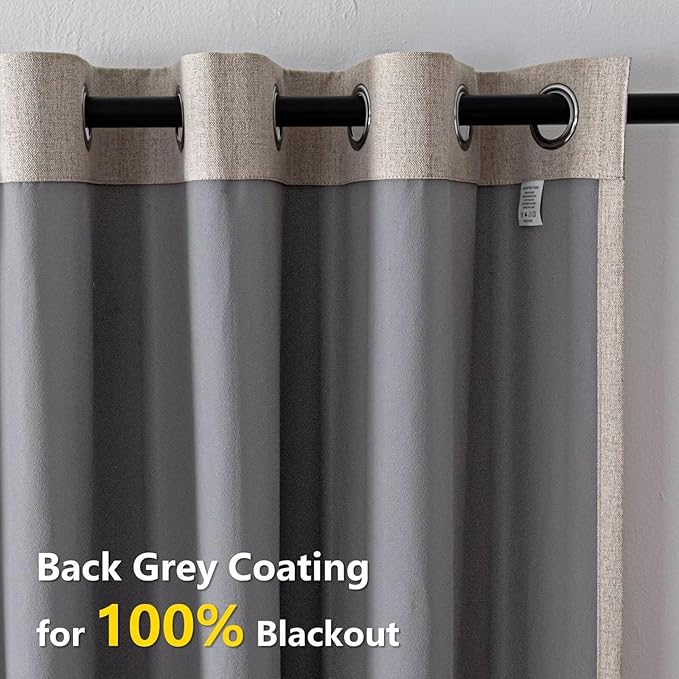 100% Blackout Curtains 96 Inch Length 2 Panels Set, Black Out Curtains for Living Room, Beige Thermal Insulated Grommet Drapes Bedroom Luxury Decor Privacy(37W × 96L inch, Beige)