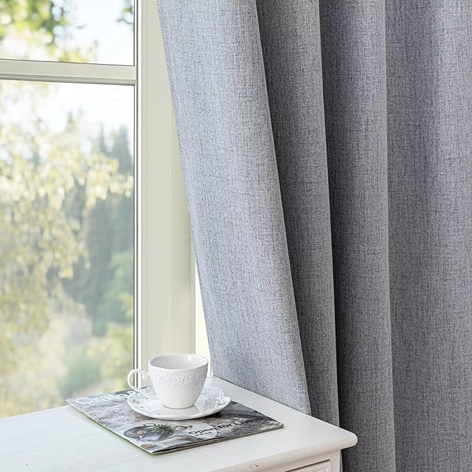 100% Blackout Curtains 108 Inches Long 2 Panels Set, Black Out Curtains for Living Room, Light Grey Thermal Insulated Grommet Drapes Bedroom Luxury Decor Privacy(52W × 108L inch, Light Grey)